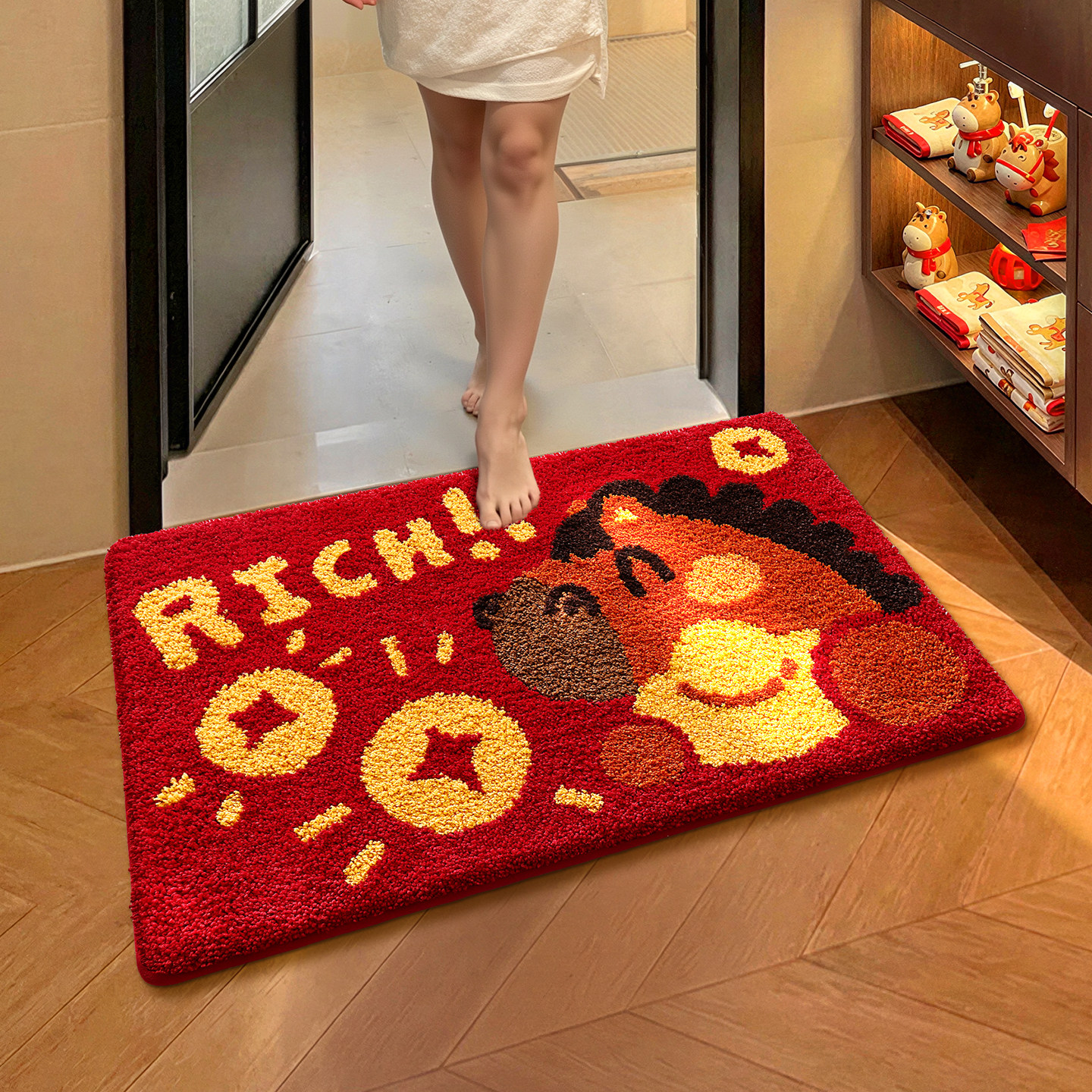 大江浴室加厚吸水地垫卡通卫生间门口毛绒脚垫厕所洗手台防滑地毯