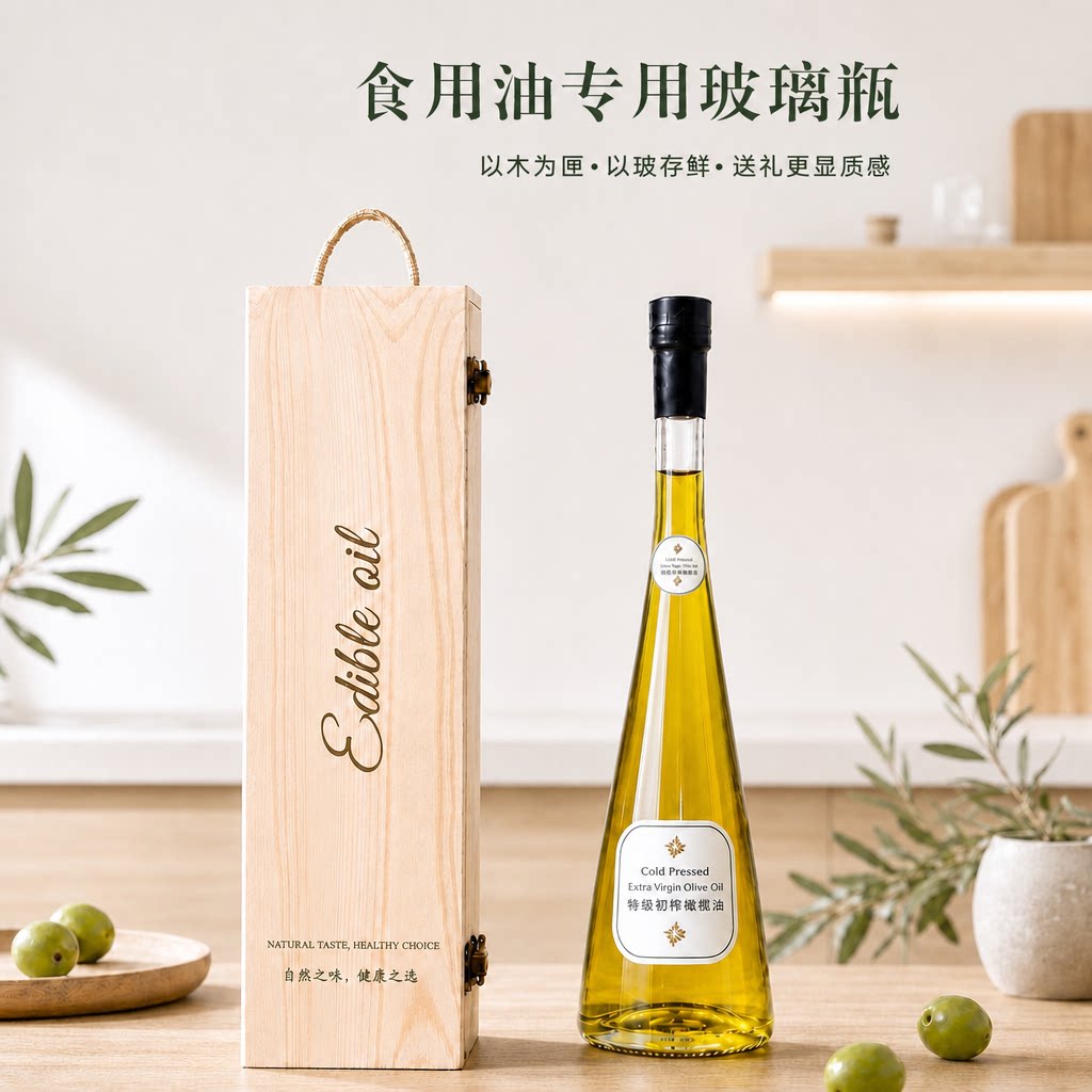 山茶油瓶礼盒装核桃油包装盒家用油壶茶油玻璃瓶空瓶子手提袋送礼