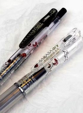 zebra斑马中性笔干枯玫瑰DIY限定玫瑰与诗ins日系按动水笔0.5速干黑色学生刷题考试笔透明白好看的签字笔