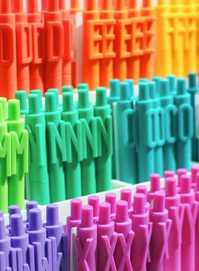 KACO字母笔黑色按动式中性笔书源简约高颜值糖果色学生用软胶笔杆水笔可换替芯0.5mm创意数字英文字母36色