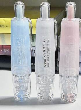 雾感新色 台湾OVAL欧文修正带高颜值清新雾面可换替芯旋转头按动型涂改带6m学生用笔式改正带不易断进口替芯