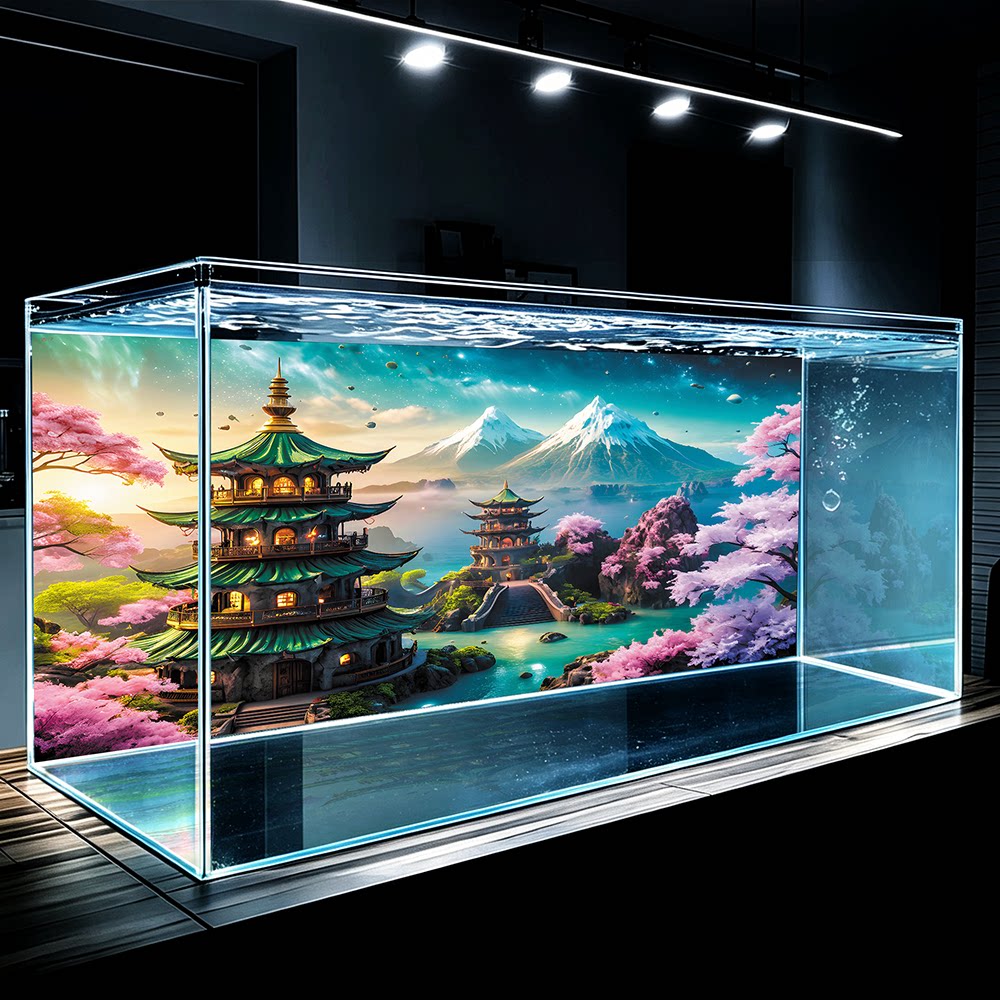 鱼缸背景纸画高清图3d立体壁系列财神爷
