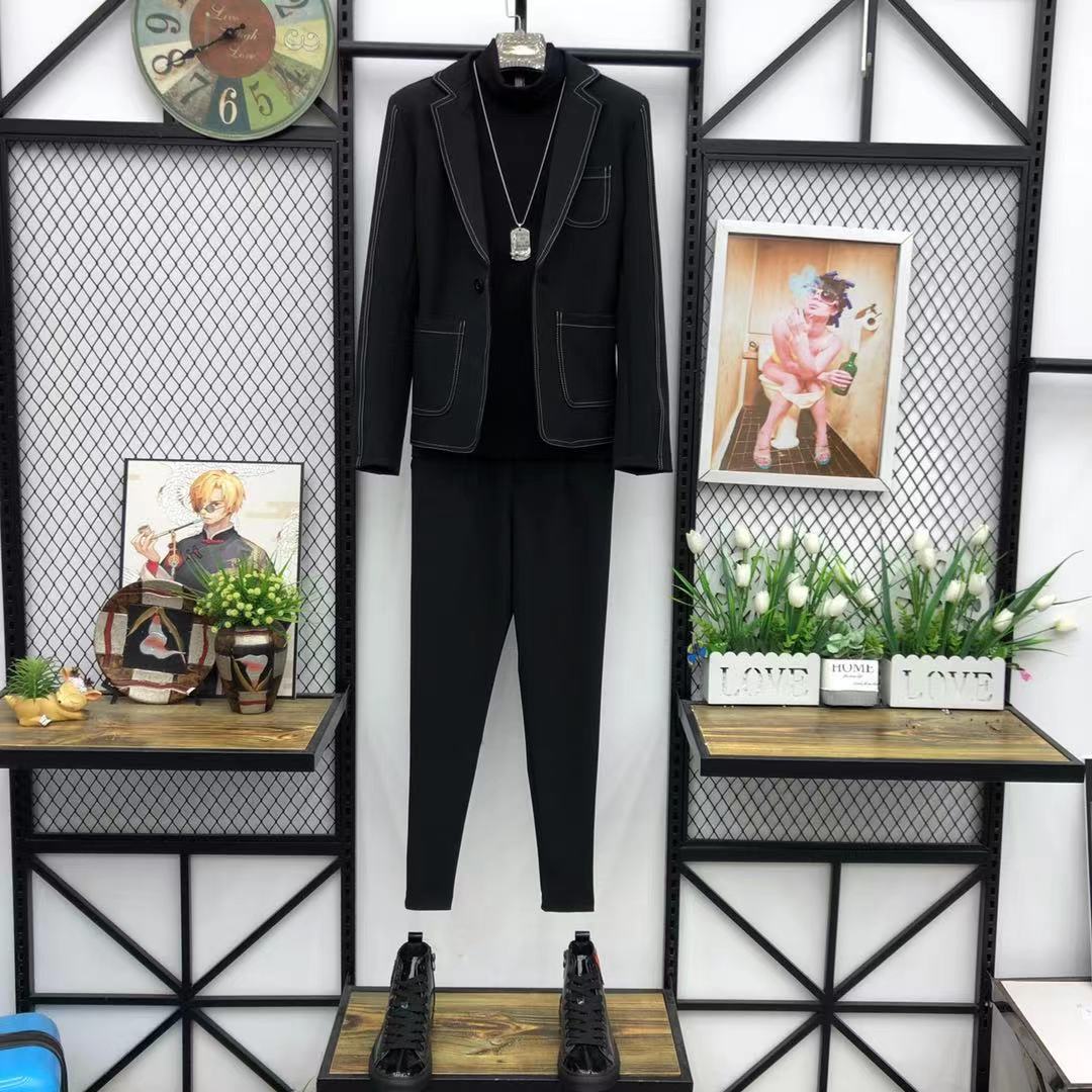 西装套装男上衣潮流休闲商务职业正装修身帅气小西服套服新郎外套