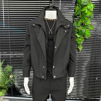 春季男款韩版修身短款白色夹克外套男精神小伙上衣2025春秋季衣服