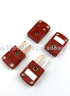 美标热电偶迷你插头C型连接器SMPW-C-MF热电偶公母红色扁插头座