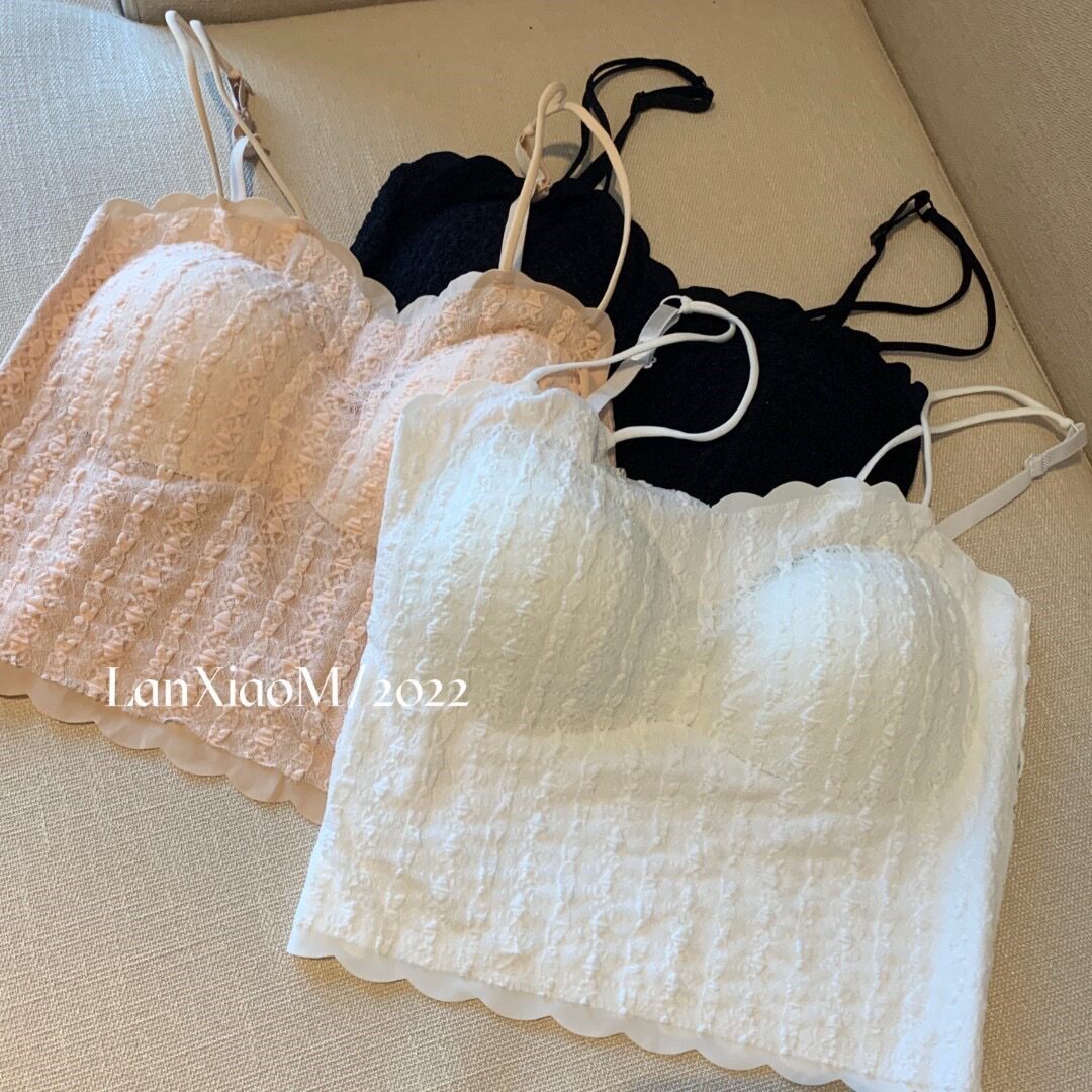 小云肌内衣法式性感蕾丝无痕露背美背抹胸女裹胸带胸垫背心可调节
