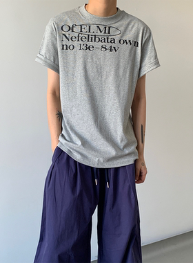 ADCE 小众无性别复古字母印花正肩短袖T恤男女松弛感宽松上衣体恤