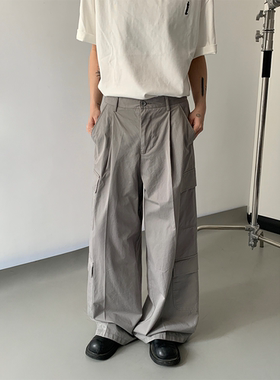 美式廓形大口袋堆积感工装裤宽松简约cleanfit百搭休闲伞兵阔腿裤