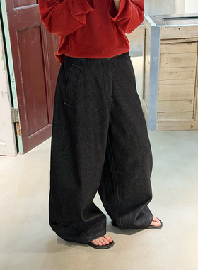 MONO 高级设计感加绒加厚阔腿牛仔裤男女宽松显瘦拖地长裤休闲裤