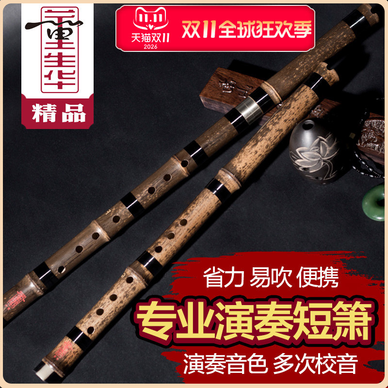 董生华短萧乐器初学入门成人零基础洞箫八孔专业演奏级精制紫竹箫