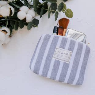 大容量拉链卫生巾收纳包韩版简约条纹随身便携姨妈巾袋子月事小包