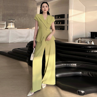 职业休闲气质显瘦西装阔腿裤套装