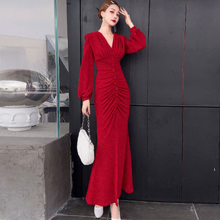 鱼尾裙 气质显瘦包臀收腰显身材连衣裙秋长款 网红爆款 出游拍照修身