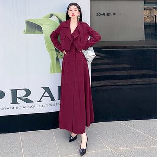垂坠感显瘦双排扣女人味气质名媛高端连衣裙女神范秋冬小外套套装