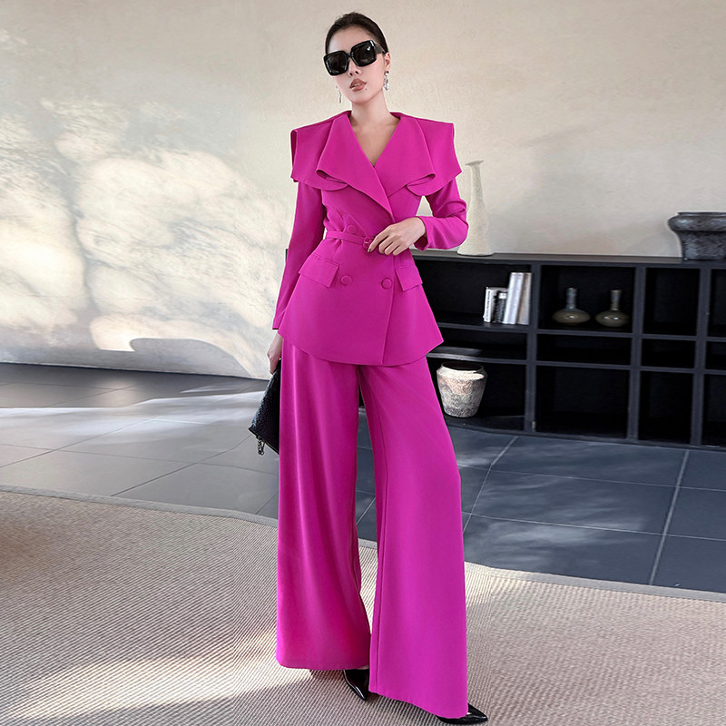 气质修身长袖西装高腰垂感阔腿裤套装搭配一整套秋冬新款两件套女,女装/女士精品,时尚套装,淘宝优惠券,粉丝福利购,淘宝优惠卷