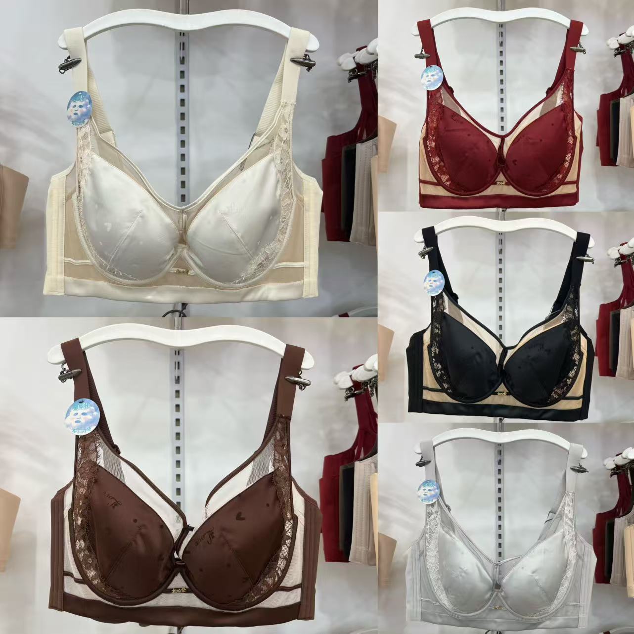 大胸显小蕾丝聚拢收副乳文胸