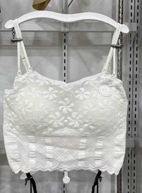 新款女士可拆卸肩带抹胸固定杯蕾丝无痕吊带背心时尚裹胸罩10776