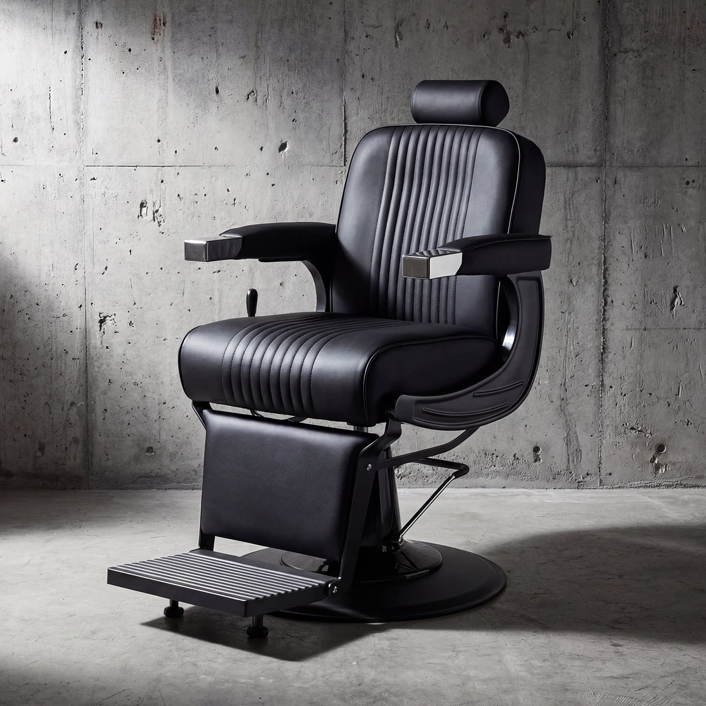 thumbnail for Men's stool for hair salons, black foldable adjustable hairdressing chair, beauty salon pom-top haircut chair