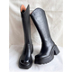 跟高8cm 全牛皮版 厚底高跟长筒靴女粗腿mm显瘦骑士靴 大小筒围