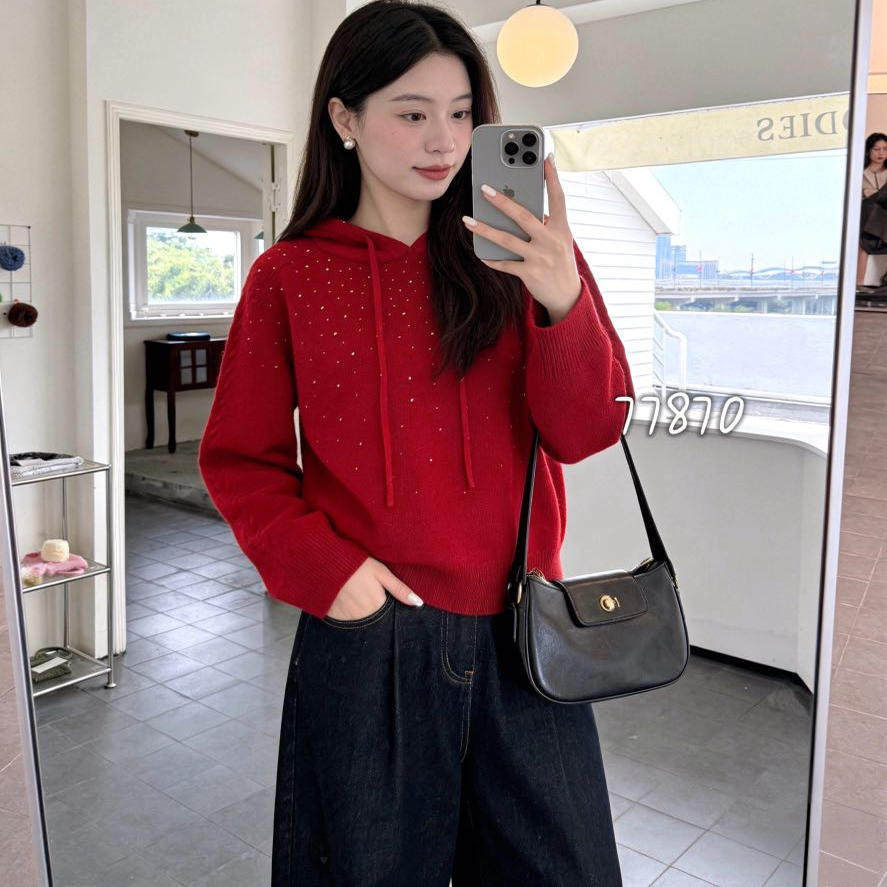 BADX正品设计感小众连帽高级超好看毛衣女冬季宽松显瘦百搭针织衫