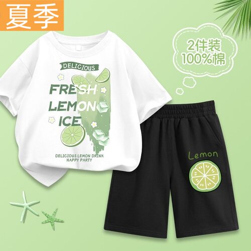 男童夏季纯棉短袖套装新款中大童宽松运动短裤休闲夏装T恤两件套