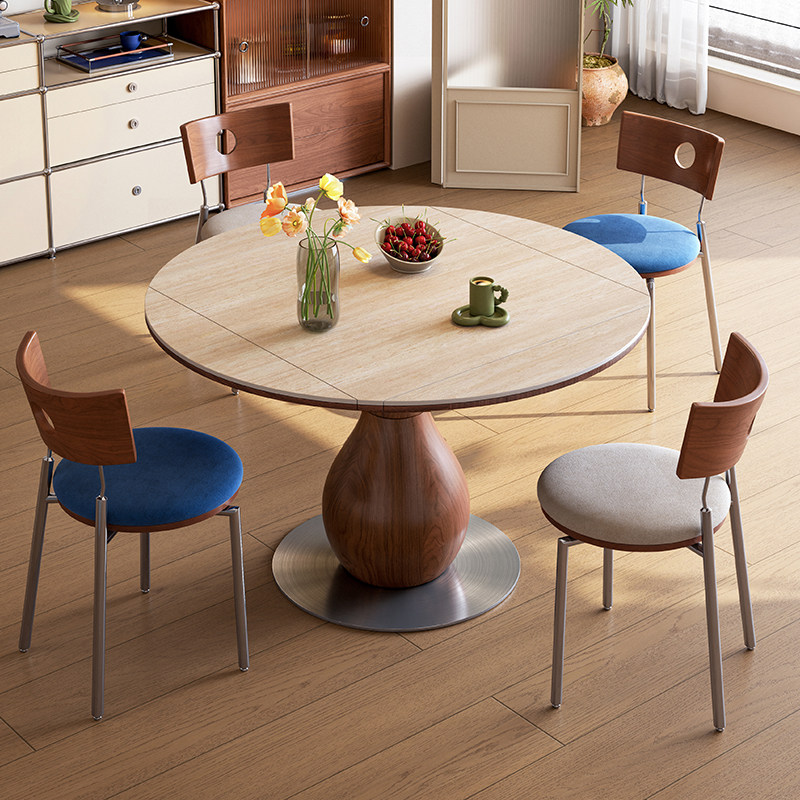 梵创 可折叠可变圆桌餐洽谈桌椅组合小户型家用简约风方圆岩板桌,住宅家具,岩板餐桌,淘宝优惠券,粉丝福利购,淘宝优惠卷