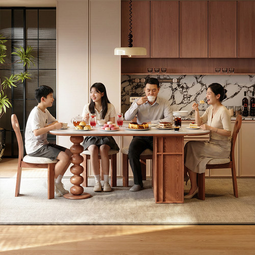 复古中古风可折叠储物家用餐桌椅