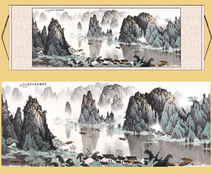 白雪石千峰竞秀国画聚宝盆山水画办公室风水画客厅装饰画卷轴挂画