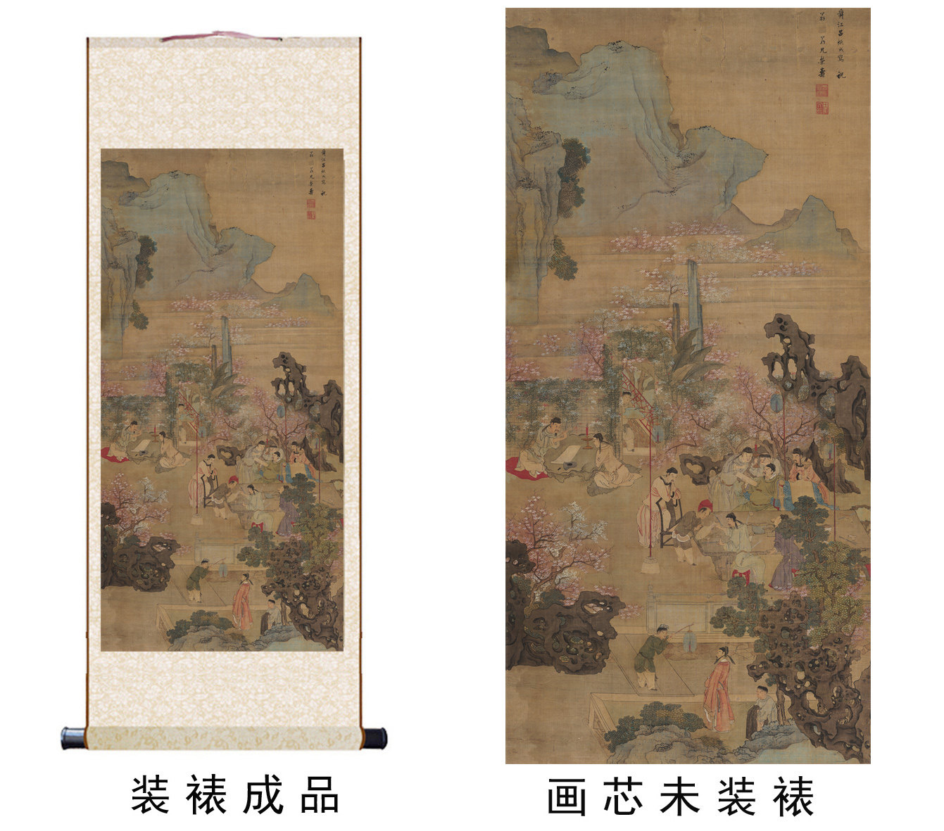 清吕焕成春夜宴桃李园图仿古文人聚会国画真迹微喷复制装饰卷轴画