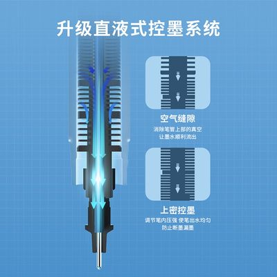 晨光直液式大容量磨砂走珠笔红蓝黑色速干笔高颜值透明全针管彩色