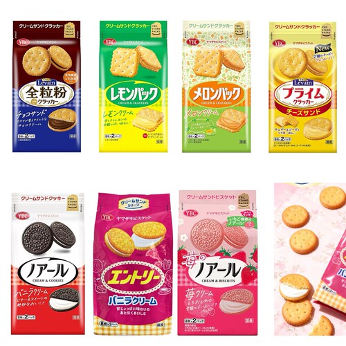 日本进口零食 YBC芝士夹心饼干 香草 柠檬 芝士 蛋奶油5味145g