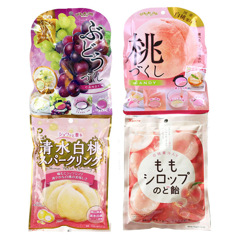 日本进口零食 kanro甘乐水蜜桃味夹心糖果 白桃汁添加水果硬糖70g