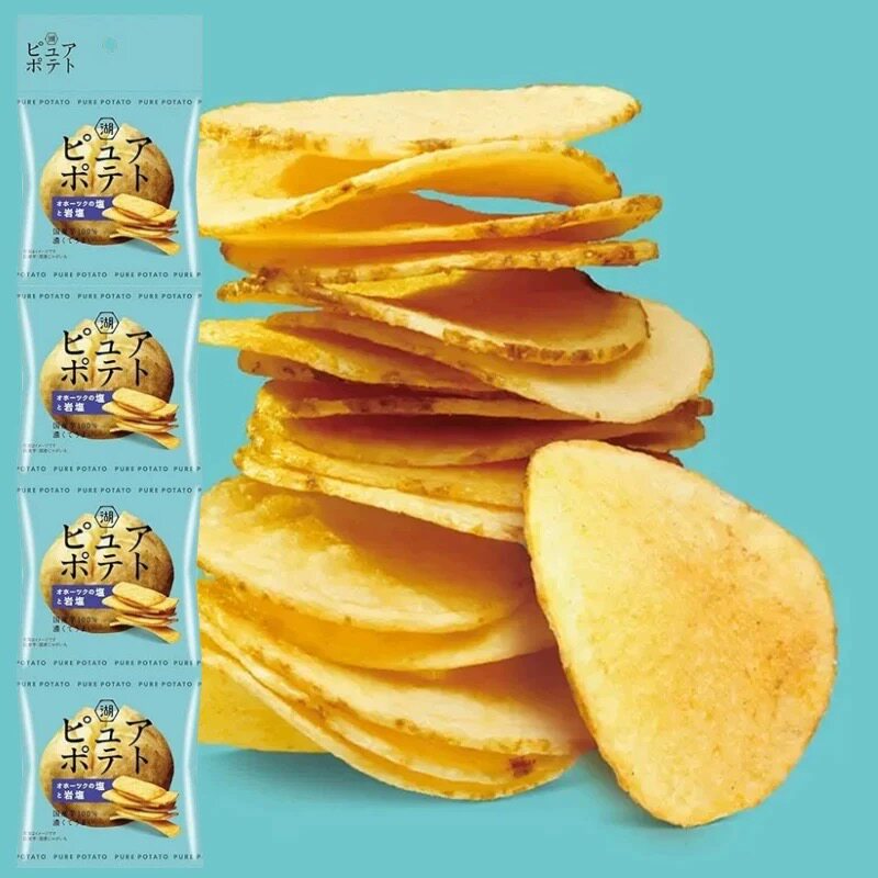 日本本土湖池屋Pure心地薯片岩盐味厚切薯片四连包土豆片儿童零食 - 实物图