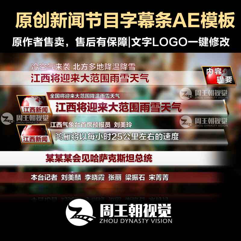 新闻类电视节目新闻联播晚间新闻姓名字幕下横条ae模板