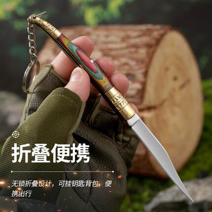 折叠刀户外藏式折刀不锈钢家用水果刀钥匙扣便携露营小折刀瓜果刀