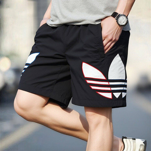 正品Adidas阿迪达斯三叶草男子大logo夏季时尚百搭透气短裤H09357