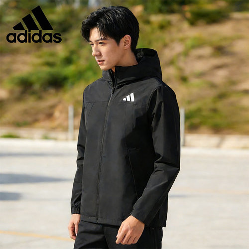正品Adidas阿迪达斯男女时尚百搭梭织运动休闲连帽夹克外套IB7052