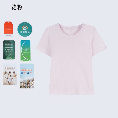 2026新款天丝羊毛后背拼缝圆领短袖T恤女宽松显瘦休闲上衣9H2701