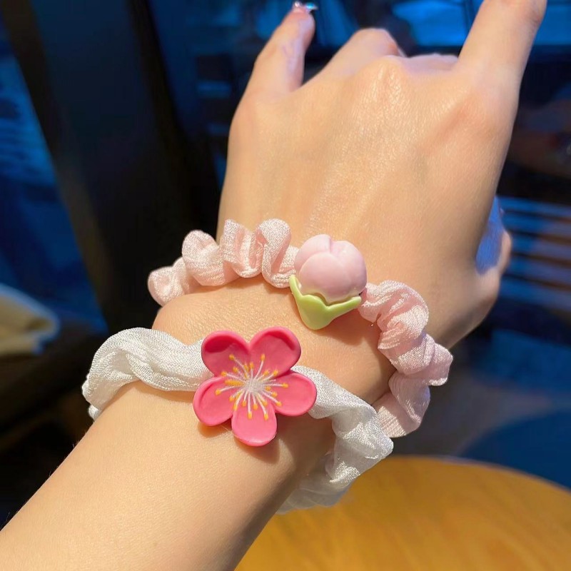 桃花手链头绳高弹力发圈甜美发绳