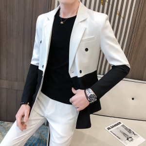 青年双色拼接西服套装P160图片