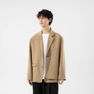 青年西装领单排扣长袖纯色西服P180图片
