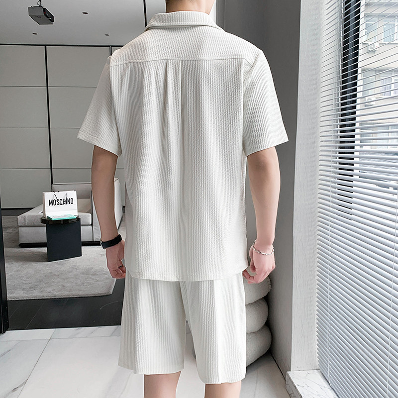 夏季男士短袖休闲日常居家套装P85,男装T恤,星座407-1