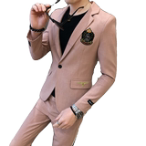 男士英伦风修身刺绣西服套装P155，男装西服套装，星座407-1