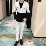 青年双色拼接西服套装P160，男装西服套装，星座407-1
