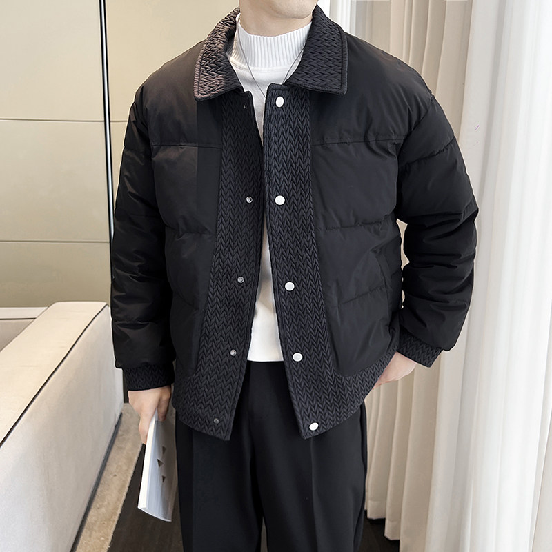 黑色男士冬季2025年新款防风假两件翻领潮流简约百搭冬装外套P120,女装短外套,星座407-1