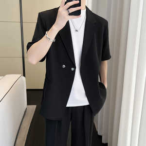 夏季薄款显瘦小个子黑色高级感男士上衣时尚百搭西服P125图片