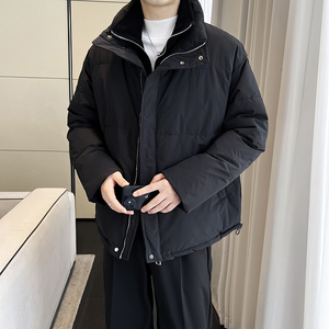 新款男羽绒服假两件立领防风宽松保暖加厚韩系穿搭帅气面包服P130图片