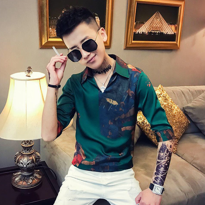 网红痞帅潮男衬衫P50,男装衬衫,星座407-1