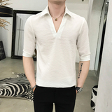 夏款短袖薄款纯色衬衫P45，男装T恤，星座407-1