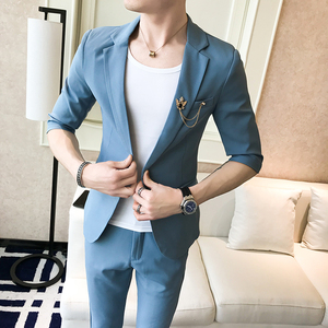 规则领型纯色便服单西平驳领修身圆下摆单排扣P130图片